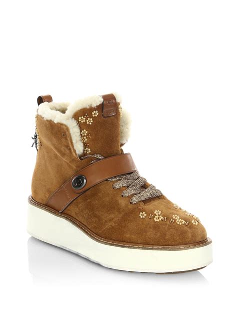 coach urban hiker shearling boots